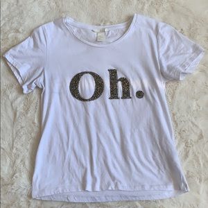 H&M-White Rhinestone T-Shirt